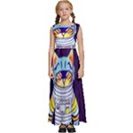 Cat Astronaut Space Retro Universe Kids  Satin Sleeveless Maxi Dress