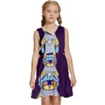 Cat Astronaut Space Retro Universe Kids  Sleeveless Tiered Mini Dress