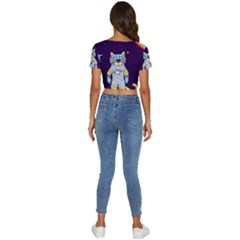 Short Sleeve Square Neckline Crop Top  