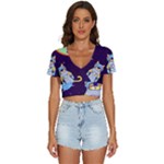 Cat Astronaut Space Retro Universe V-Neck Crop Top