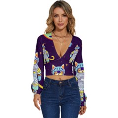 Long Sleeve Deep-V Velour Top 