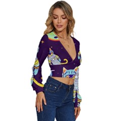 Long Sleeve Deep-V Velour Top 