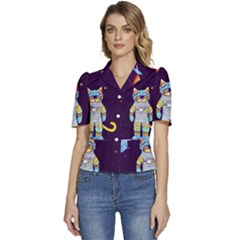 Puffed Short Sleeve Button Up Jacket 