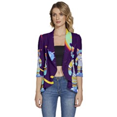 Women s 3/4 Sleeve Ruffle Edge Open Front Jacket 