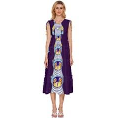 V-Neck Drawstring Shoulder Sleeveless Maxi Dress 