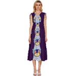 Cat Astronaut Space Retro Universe V-Neck Drawstring Shoulder Sleeveless Maxi Dress