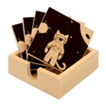 Cat Astronaut Space Retro Universe Bamboo Coaster Set