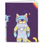 Cat Astronaut Space Retro Universe 8  x 10  Hardcover Notebook