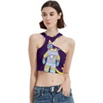 Cat Astronaut Space Retro Universe Cut Out Top