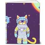 Cat Astronaut Space Retro Universe 8  x 10  Softcover Notebook