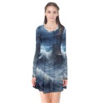 House Waves Storm Long Sleeve V-neck Flare Dress