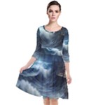 House Waves Storm Quarter Sleeve Waist Band Dress