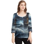 House Waves Storm Chiffon Quarter Sleeve Blouse