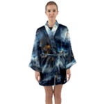 House Waves Storm Long Sleeve Satin Kimono