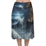 House Waves Storm Velvet Flared Midi Skirt