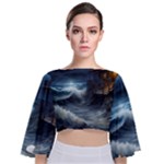 House Waves Storm Tie Back Butterfly Sleeve Chiffon Top