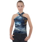 House Waves Storm Cross Neck Velour Top