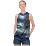 House Waves Storm High Neck Satin Top