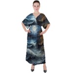 House Waves Storm V-Neck Boho Style Maxi Dress