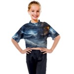 House Waves Storm Kids Mock Neck T-Shirt
