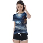 House Waves Storm Short Sleeve Open Back T-Shirt