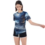 House Waves Storm Asymmetrical Short Sleeve Sports T-Shirt
