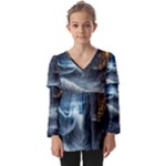 House Waves Storm Kids  V Neck Casual Top