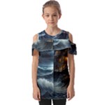 House Waves Storm Fold Over Open Sleeve Top