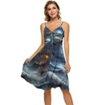 House Waves Storm Sleeveless Tie Front Chiffon Dress