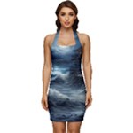 House Waves Storm Sleeveless Wide Square Neckline Ruched Bodycon Dress