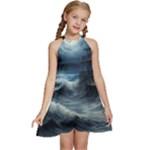House Waves Storm Kids  Halter Collar Waist Tie Chiffon Dress