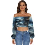 House Waves Storm Long Sleeve Crinkled Weave Crop Top