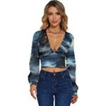 House Waves Storm Long Sleeve Deep-V Velour Top