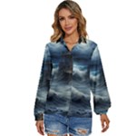 House Waves Storm Women s Long Sleeve Button Up Shirt