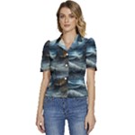 House Waves Storm Puffed Short Sleeve Button Up Jacket
