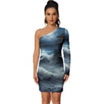 House Waves Storm Long Sleeve One Shoulder Mini Dress