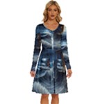 House Waves Storm Long Sleeve Dress With Pocket