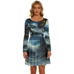 House Waves Storm Long Sleeve Wide Neck Velvet Dress