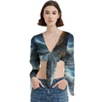 House Waves Storm Trumpet Sleeve Cropped Top