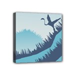 Swan Flying Bird Wings Waves Grass Mini Canvas 4  x 4  (Stretched)