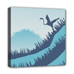 Swan Flying Bird Wings Waves Grass Mini Canvas 8  x 8  (Stretched)