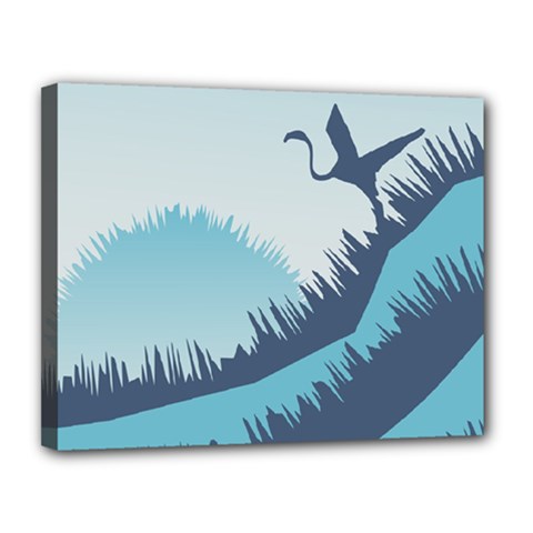 Swan Flying Bird Wings Waves Grass Canvas 14  x 11  (Stretched) from ArtsNow.com