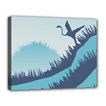 Swan Flying Bird Wings Waves Grass Canvas 14  x 11  (Stretched)