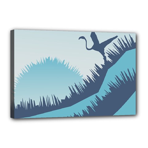Swan Flying Bird Wings Waves Grass Canvas 18  x 12  (Stretched) from ArtsNow.com