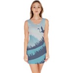 Swan Flying Bird Wings Waves Grass Bodycon Dress