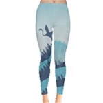 Swan Flying Bird Wings Waves Grass Everyday Leggings 