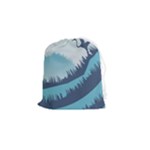 Swan Flying Bird Wings Waves Grass Drawstring Pouch (Small)
