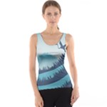 Swan Flying Bird Wings Waves Grass Women s Basic Tank Top