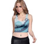 Swan Flying Bird Wings Waves Grass Racer Back Crop Top