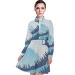 Swan Flying Bird Wings Waves Grass Long Sleeve Chiffon Shirt Dress